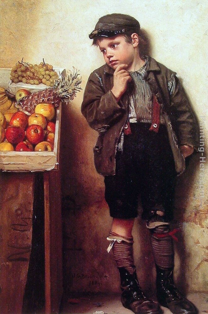 John George Brown Eyeing the Fruit Stand